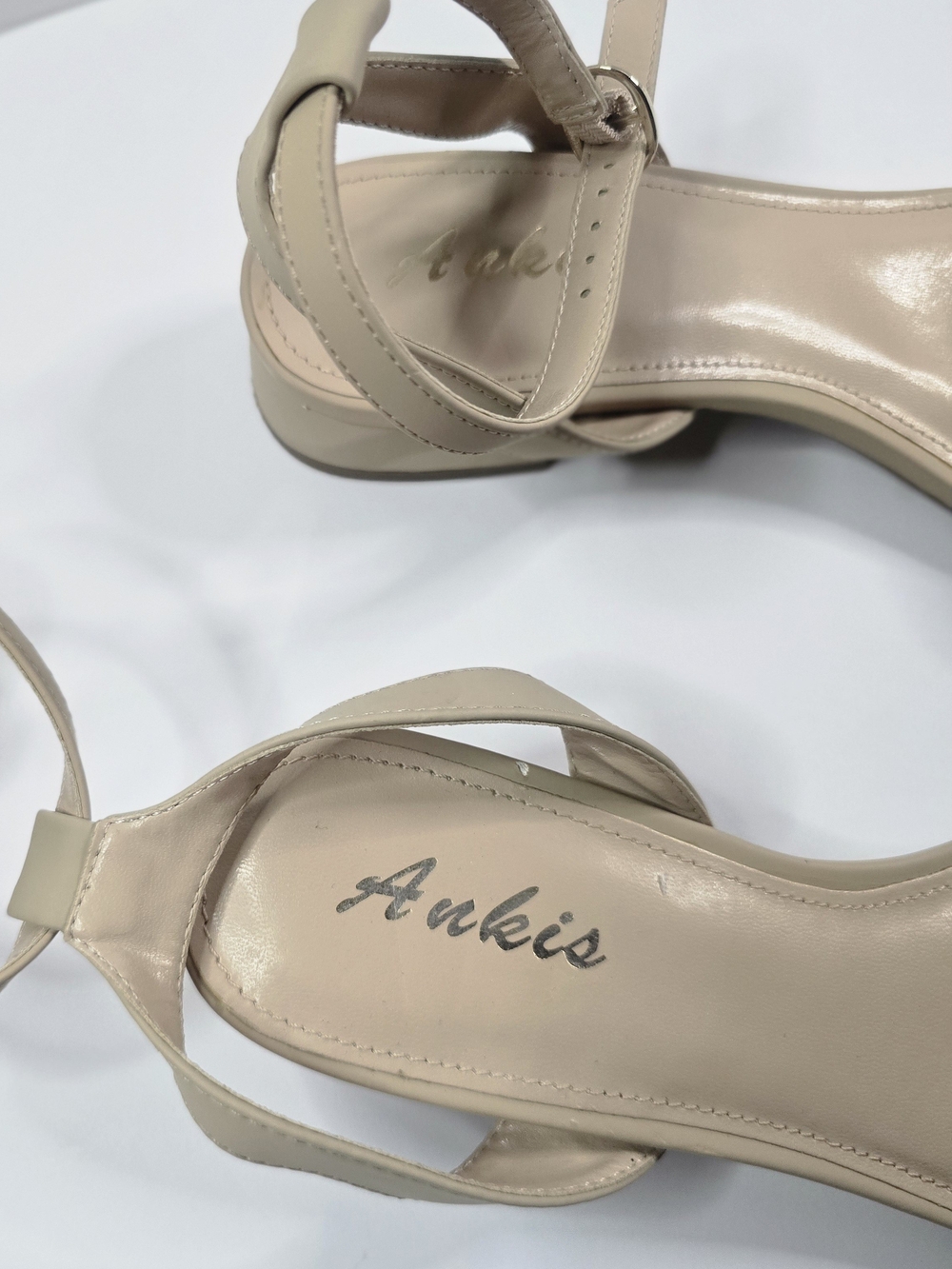 Ankis Nude Beige Ankle Strap Flat Sandals Size 7M - Picture 3 of 8
